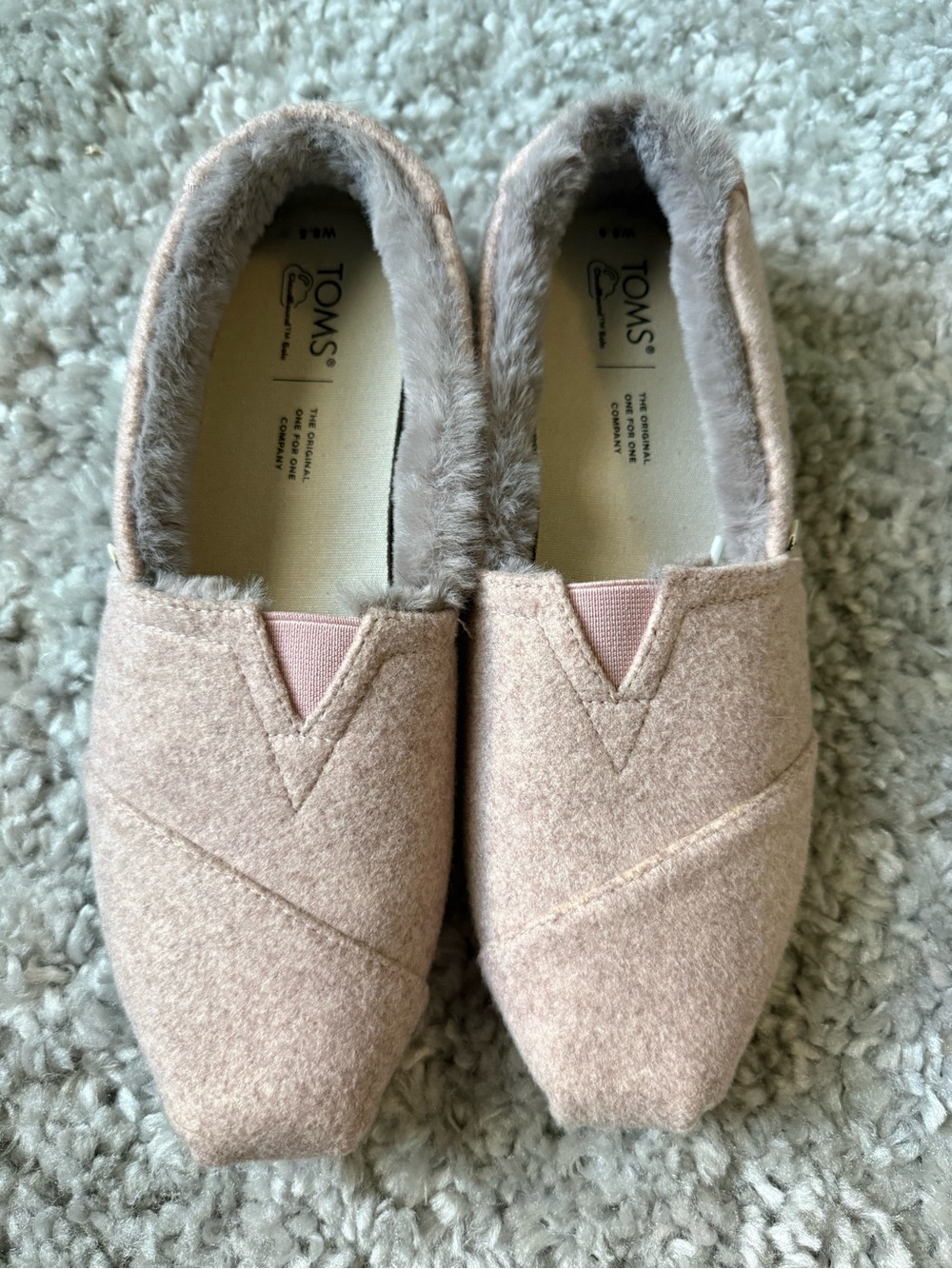 TOMS Women's Blush Pink Fuzzy Lined Slip-On Loafers